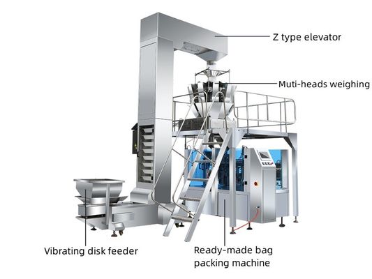 Machine à emballer en paquet électrique à plusieurs têtes de pesage pour les grains de café et les noix