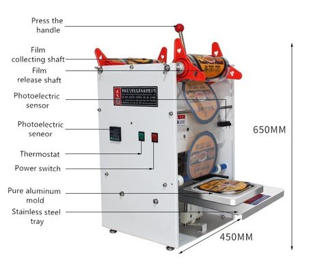 Machine de scellage de plateau de déjeuner industriel de la boîte de restauration rapide avec moule pressé manuel personnalisable