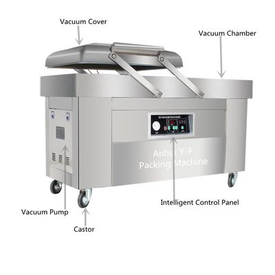 Machine d'emballage sous vide à double chambre idéale pour l'emballage de viande de porc à propulsion électrique