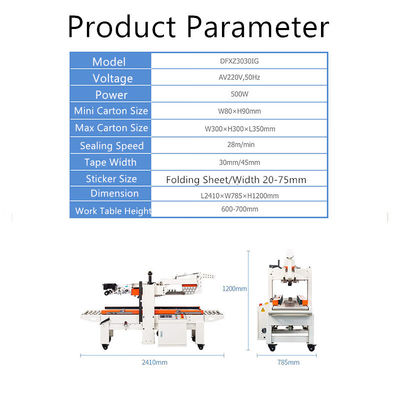 Tableau de travail 600-700 mm Flaps Carton pliant machine d'étanchéité avec 28m/min vitesse d'étanchéité