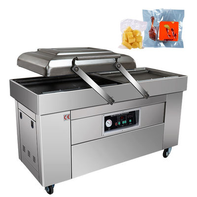 Produits de la mer riz viande bacon légumes machine d'emballage sous vide double chambre rainure autre