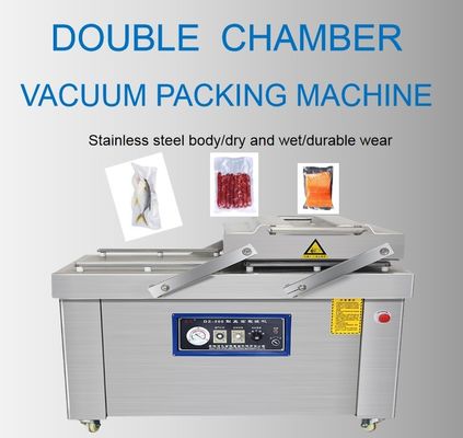 Machine d'emballage sous vide pour la conservation de la fraîcheur des denrées alimentaires avec double chambre et rinçage au gaz d'azote