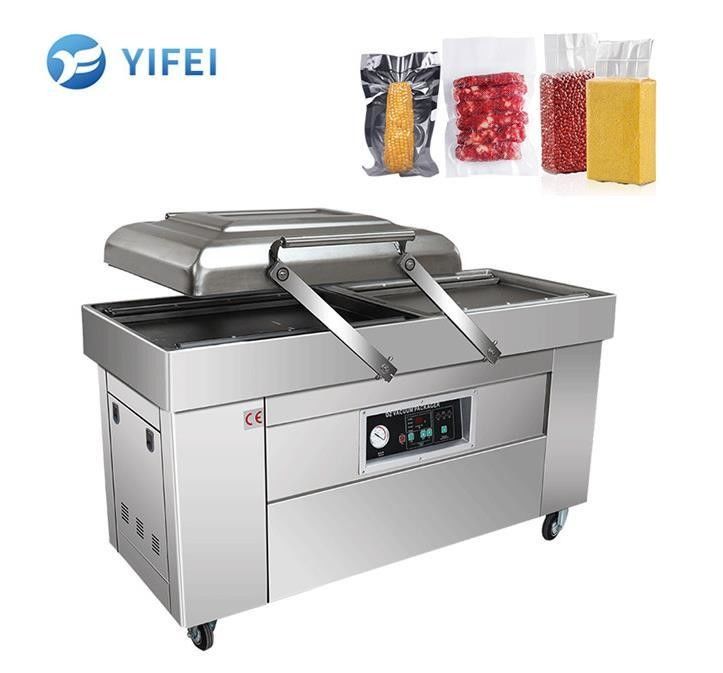 Machine à emballer à vide industriel à double chambre pour les aliments avec une puissance de pompe à vide de 1,5 kW
