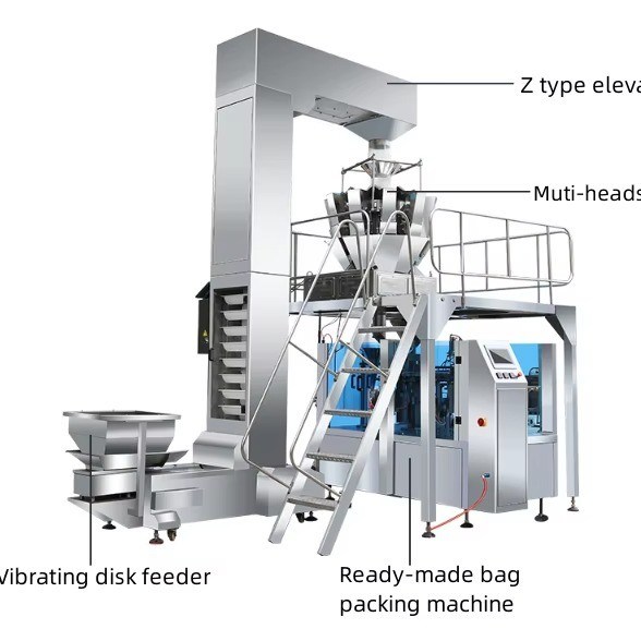 Matériau d'emballage en plastique utilisé Machine d'emballage à sacs rotatifs à grande vitesse pour les noix et les graines