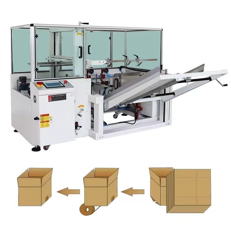 220V/50HZ Voltage Érecteur de carton entièrement automatique et machine d'étanchéité pour ligne d'emballage