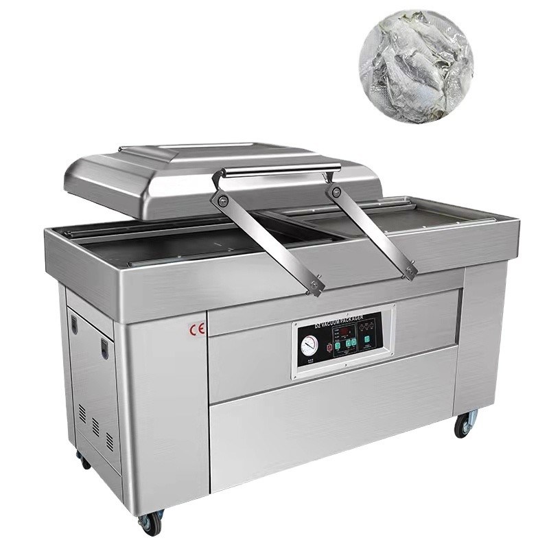 Machine d'emballage sous vide à double chambre de 1500 W pour les céréales de riz, briques, caviar, dattes et poissons