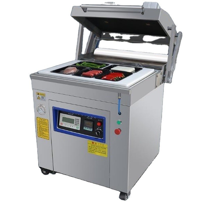 Machine de scellage à plateau à vide vertical pour viande poisson repas prêts à l'emploi Aliments surgelés Pâtes de durian